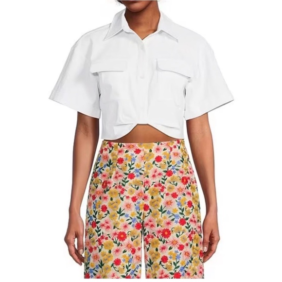 Antonio Melani x The Nat Note Frankie Cropped Twisted Blouse, Small - Picture 2 of 4